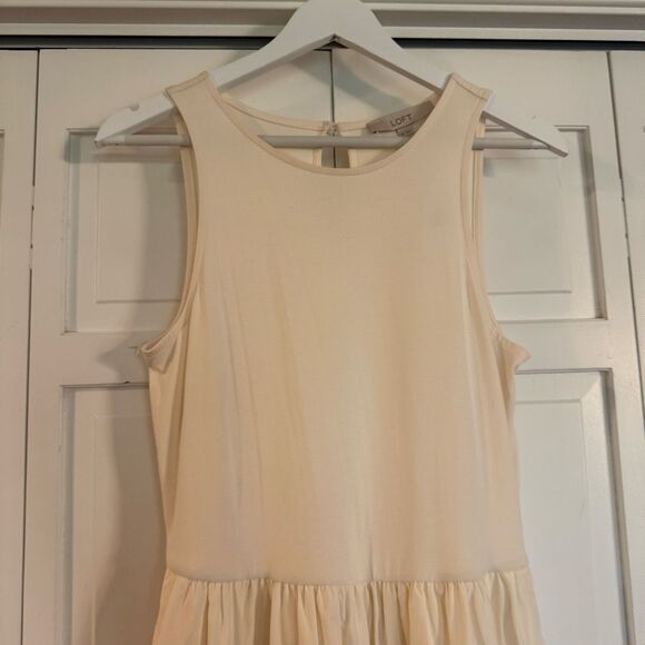 Loft NWT cream poplin bubble hem midi dress size 6 - Picture 3 of 12